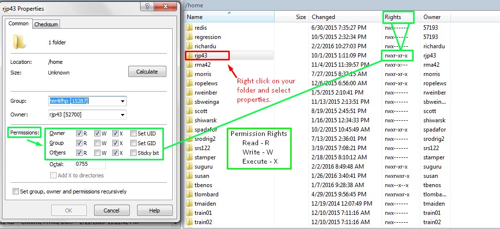 WinScp Changing File Permissions